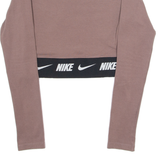 NIKE Cropped Tight Fit Womens T-Shirt Brown Long Sleeve Crew Neck XS