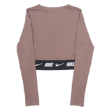 NIKE Cropped Tight Fit Womens T-Shirt Brown Long Sleeve Crew Neck XS