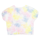 DKNY Cropped Womens Tie Dye T-Shirt Pink Crew Neck UK 14