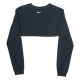 NIKE Cropped Loose Fit Womens T-Shirt Black Long Sleeve Crew Neck XS
