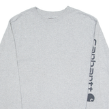 CARHARTT Loose Fit Mens T-Shirt Grey Long Sleeve Crew Neck S