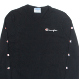 CHAMPION Mens T-Shirt Black Long Sleeve XS