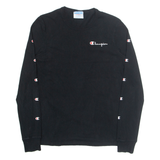 CHAMPION Mens T-Shirt Black Long Sleeve XS