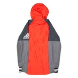 ADIDAS Mens Rain Jacket Red Hooded Colourblock S