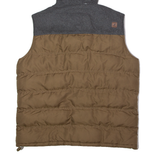 KANGOL Mens Puffer Jacket Brown Wool Hooded Colourblock L