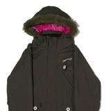 BILLABONG Womens Ski Jacket Brown Hooded Pinstripe UK 8