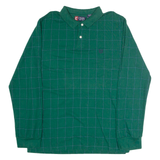 CHAPS Mens Polo Shirt Green Check Long Sleeve XL