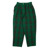 MELS-G Check Womens Trousers Green Regular Mom 90s W24 L24