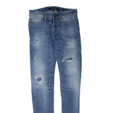 DIESEL D.N.A Distressed Womens Jeans Blue Regular Skinny Stone Wash W29 L34