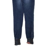 DESIGUAL Floral Cuffed Womens Jeans Blue Regular Tapered Stone Wash W26 L31