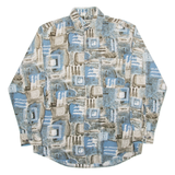 HAPPY LIFE Mens Shirt Blue Geometric Long Sleeve S