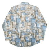 HAPPY LIFE Mens Shirt Blue Geometric Long Sleeve S