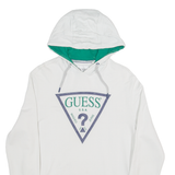 GUESS Mens White Hoodie S