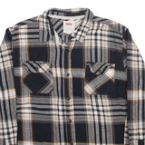 LEVI'S Mens Shirt Grey Plaid Long Sleeve L