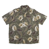 BATIK BAY Mens Hawaiian Shirt Grey Floral L