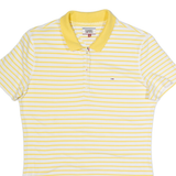 TOMMY HILFIGER Womens Polo Shirt Yellow Striped L