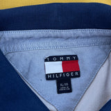 Tommy Hilfiger Striped Long Sleeve Polo Shirt - XL Blue Cotton