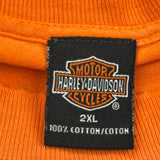 Milwaukee Harley Davidson Graphic Long Sleeve T-Shirt - 2XL Orange Cotton