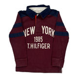 Age 4-5 Tommy Hilfiger Rugby Shirt - XS Burgundy Cotton