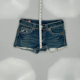 True Religion Mini Denim Shorts - 28W US 0 Blue Cotton