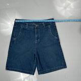 Skull Print Fubu Graphic Denim Shorts - 32W 10L Blue Denim