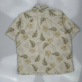 Caribbean Joe Floral Hawaiian Shirt - Large Beige Silk Blend