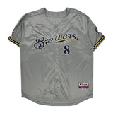 Milwaukee Brewers Majestic Mlb Jersey - XL Gray Polyester