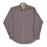 Tommy Hilfiger Striped Shirt - Large Burgundy Cotton