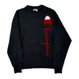 Reverse Weave Champion Spellout Sweatshirt - Large Black Cotton