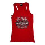 Harley Davidson Graphic Tank Top - Large Red Cotton