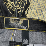 Evolution Graphic Denim Shorts - 34W 13L Dark Wash Cotton Blend