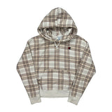Reverse Weave Champion Checked Hoodie - Medium Brown Cotton Blend