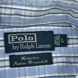 Westerton Italian Broadcloth Polo By Ralph Lauren Checked Shirt - Large Blue Cotton