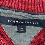 Tommy Hilfiger Striped Sweater - Large Blue Wool Blend