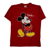 Mickey Mouse Jerzees Single Stitch T-Shirt - Medium Red Cotton Blend