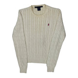 Ralph Lauren Sport Cable Knit Sweater - Medium Cream Cotton