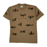 Cats And Flowers Relevant Products Single Stitch T-Shirt - Medium Brown Cotton