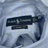 Ralph Lauren Checked Short Sleeve Shirt - Large Blue Cotton