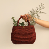 Sofia Red Basket - Straw Bag - Iraca Handmade Bag - Top Handle Purse