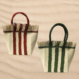 3 Stripes Tote Bag - Straw Bag - Iraca Handmade Bag -
