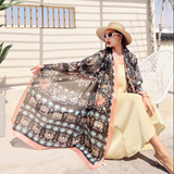 Anyyou 100% Mulberry Silk Black Long Scarf Luxury Brand Women Beach Shawl Wear Swimwear Pashimina Face Shield Foulard