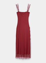 ARABELLA BURGUNDY RUFFLED DRESS