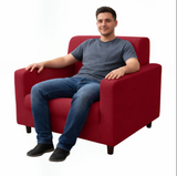 Anyhouz 1 Seater Sofa Cover Plain Rose Red Style and Protection For Living Room Sofa Chair Elastic Stretchable Slipcover