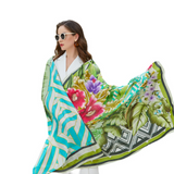 Anyyou 100% Mulberry Silk Avocado Green Long Scarf for Women Luxury Beach Shawl Swimwear Cover-Up Pashmina Wrap Foulard