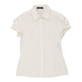 Versace Short Sleeve Shirt - Large White Cotton Blend