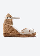 Aiguablava Beige Canvas Ankle Strap Woman Espadrille Wedge