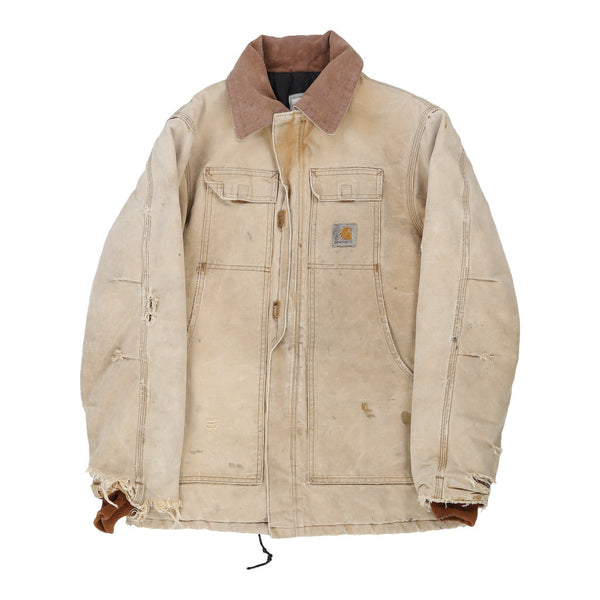 Heavily Worn Carhartt Jacket - Large Beige Cotton