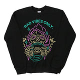 Bad Vibes Only Gildan Graphic Sweatshirt - Small Black Cotton Blend