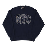 NYC Jerzees College Sweatshirt - Large Navy Cotton Blend