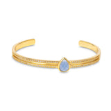 Athena Gold Cuff Bracelet With Blue Chalcedony And Sparkles